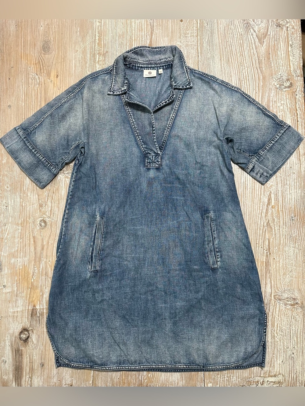 AG Adriano Goldschmied Women's Denim Chambray Amanda Mini Shirt Dress Sz XS/S